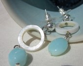 Mother of Pearl and Robin's Egg Blue Earrings - Peruvian Opal