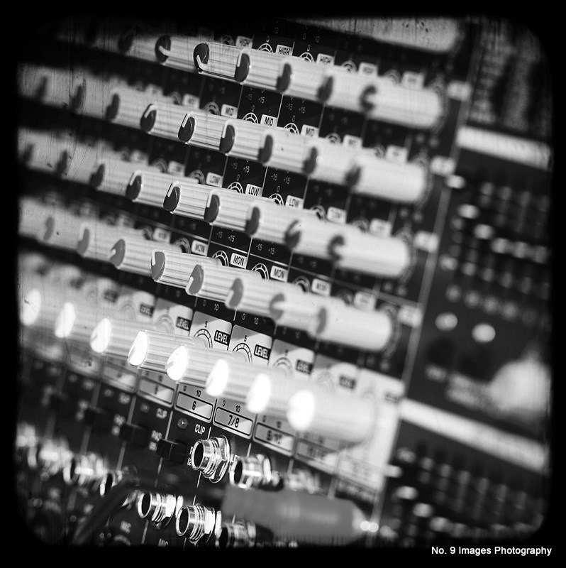 Rough Processed Music Sound Board Through the Viewfinder Style - 5x5 square fine art print