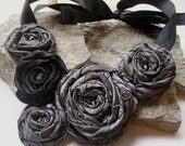 Dahlia   fabric flower statement bib necklace