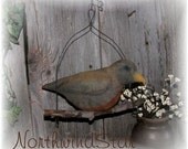 Primitive Robin Bird Ornie Doll Wall Hanging