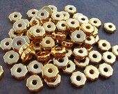 Mykonos Greek Ceramic Beads 20 GOLD TINY GEARS Metalized Beads - 6mm