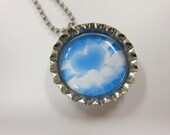 Bottlecap Necklace - Heart Resting On Clouds