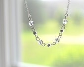 Wish Necklace - beaded clear crystal sterling silver - dainty simple jewelry - wedding & everyday