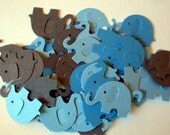 60 Grey And Blue Elephant Paper Piecing Embellishments Scrapbooking Confetti Cutouts