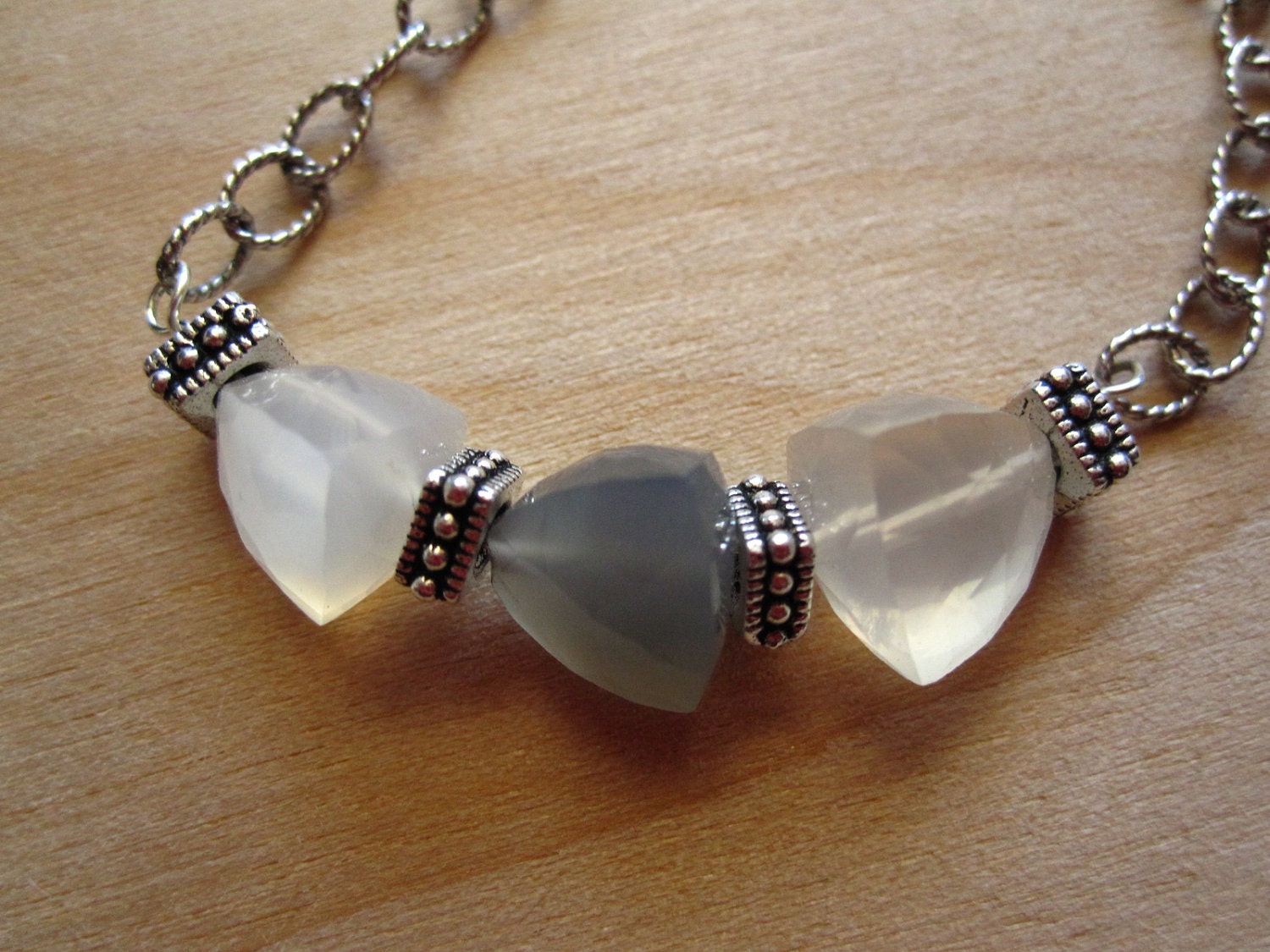 Trilliant Moonstone Oxidized Sterling Necklace