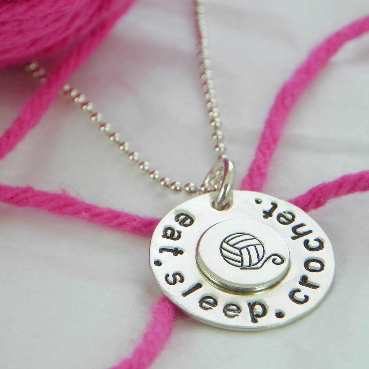 Eat. Sleep. Crochet. sterling silver necklace