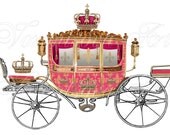 Princess Pink Carriage CROWN PRINCESS rose Transfer for PILLOWS, bags. Digital Collage Sheet. Printable Imade paper invitations 010