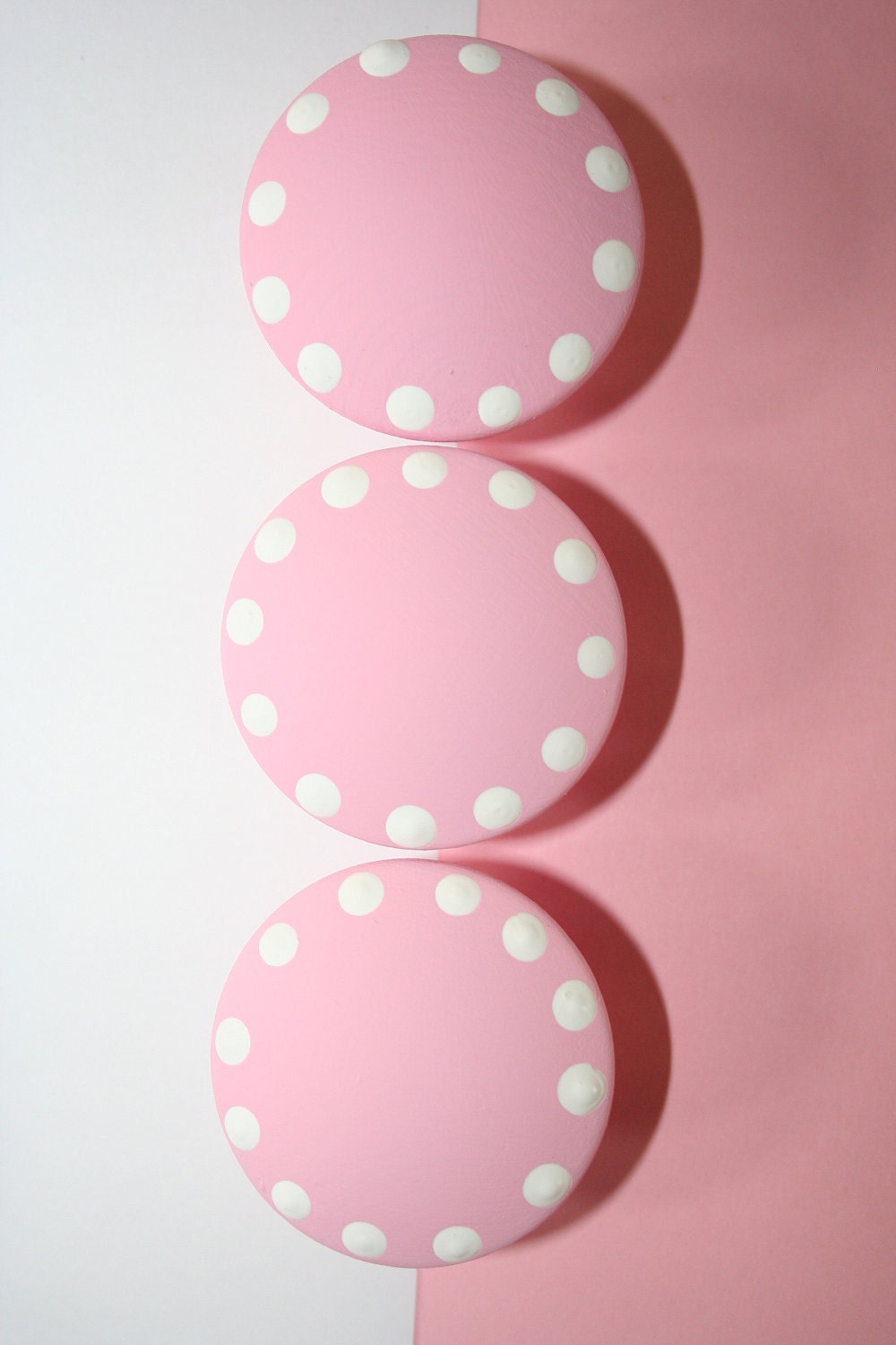 Baby Pink with White Outter Polka Dots Knobs