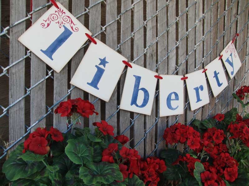 4th of July decoration LIBERTY banner swag garland photoprop