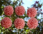 CLEARANCE 6 Coral  Ruffled Lucite Flower Cabochon Cabochons 20mm