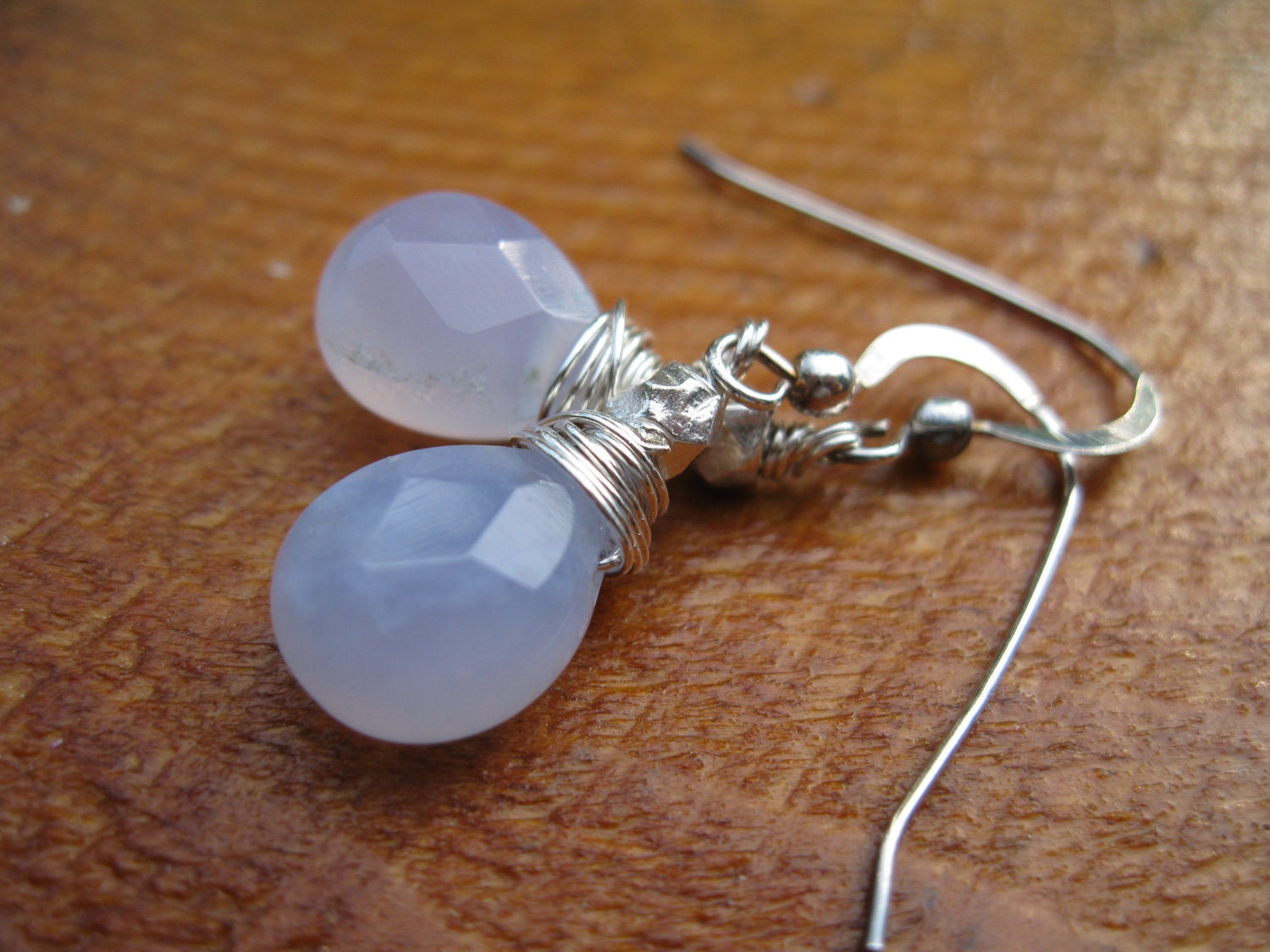 Blue Chalcedony Silver Earrings