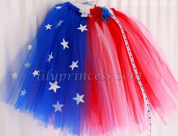 July 4th holiday red white blue parade tutu dress flower headband 2pc 1-7T