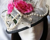 Sale - Burlesque Fascinator, Headdress, Hat - Showgirl Style Country Rose, Belle
