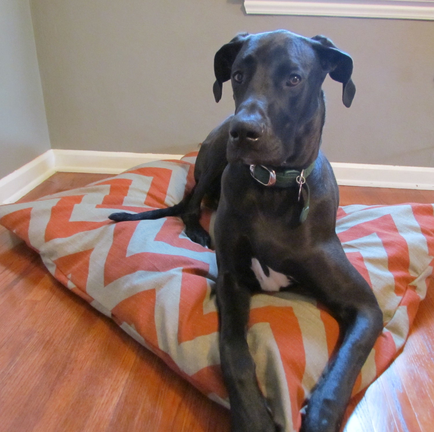 Orange/Denton Chevron Pet Bed Dog Duvet Cover-Large