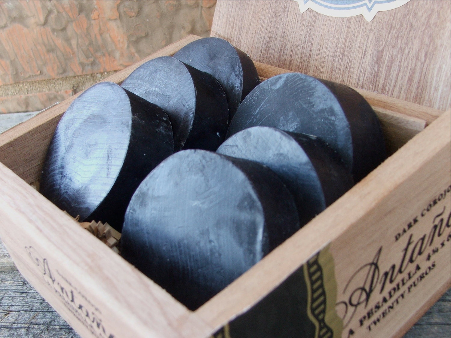 Black Leather 3 bars Handmade Soap Shave or Bath Bar