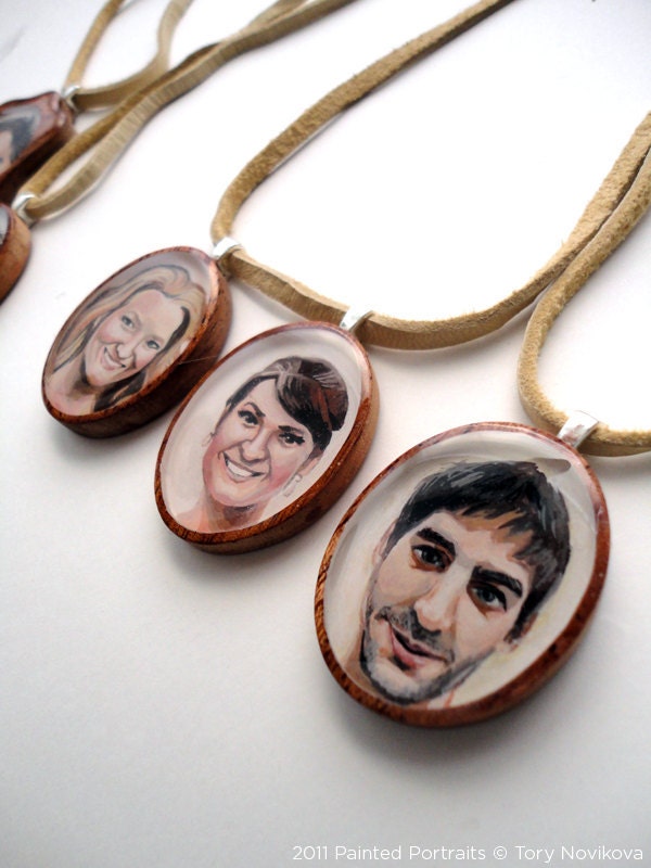 EXAMPLE of Custom Painted Portrait Pendant (Great GIFT for Birthday, Anniversary or Special Occasion)