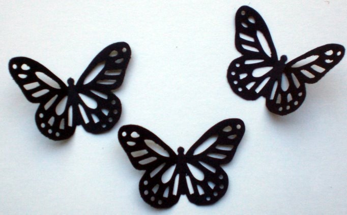 Black Set Of 30 Monarch Butterfly Punchies Paper Piecing Embellishments