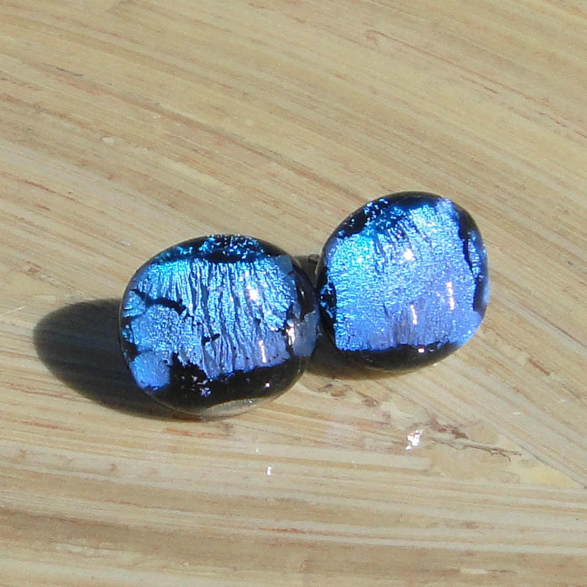 Summer Blues Dichroic Glass Earrings