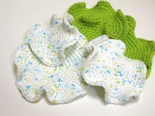 Ruffled Scrubbies in 3 sizes Crochet Pattern PDF  EASY - permission to sell what you make