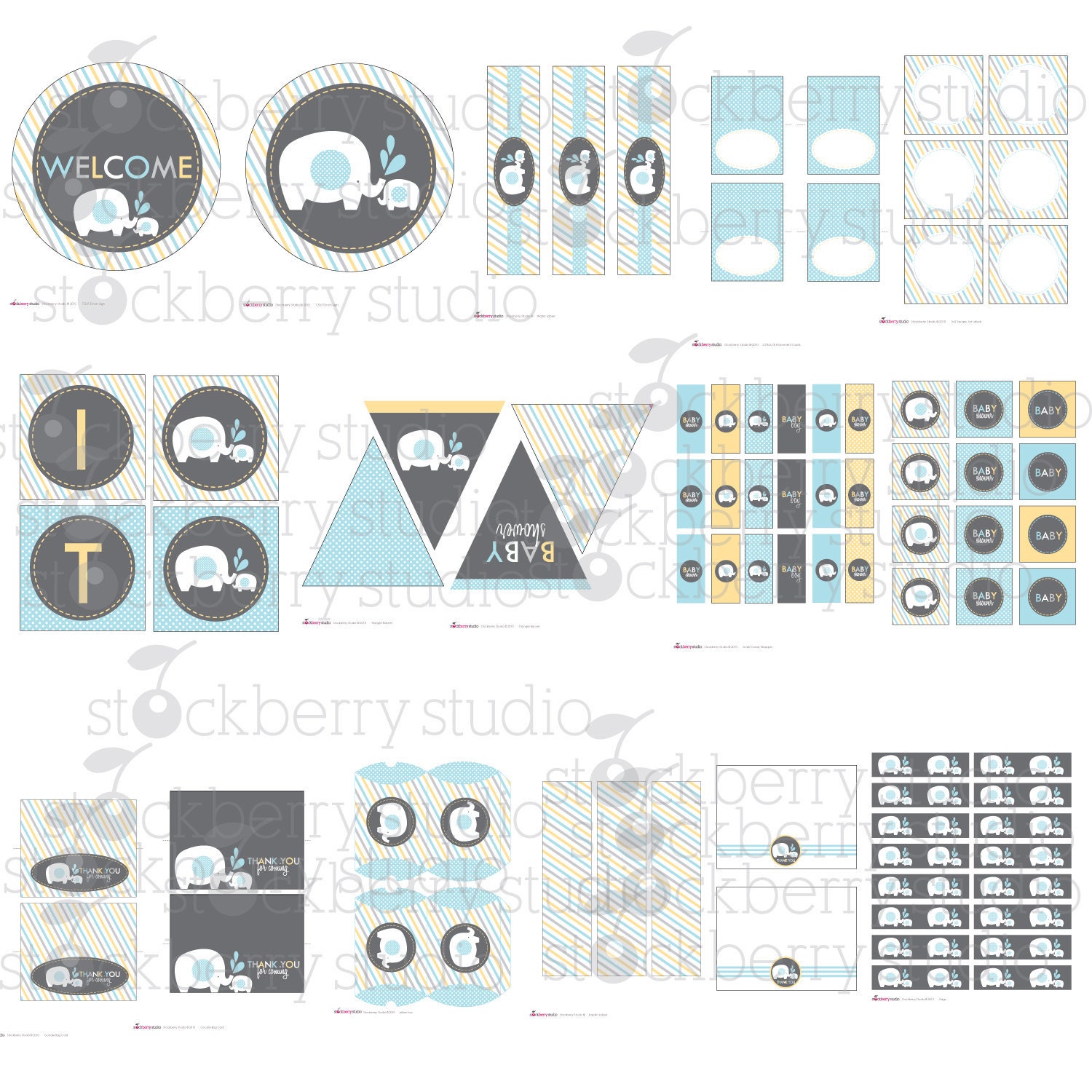 Elephant Boy Baby Shower Printable DIY Party Package Il_170x135
