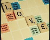 Vintage TtV Style Love on a Scrabble Board - 5x5 fine art print