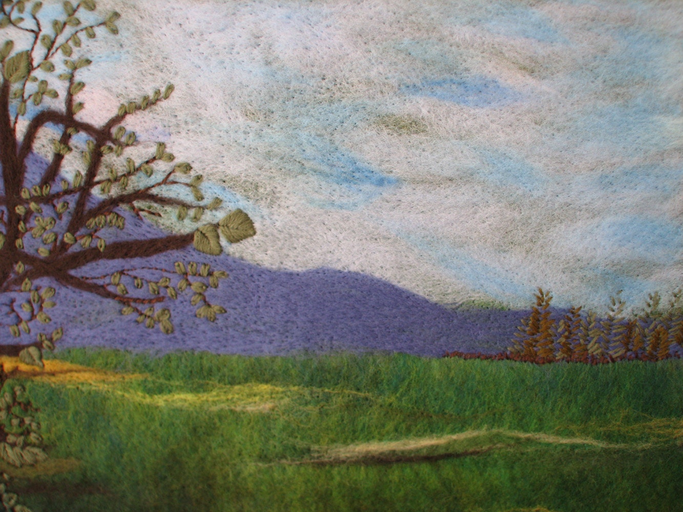 Art Print -- Purple Mountain Vista Needle Felt Reproduction Canvas Giclee