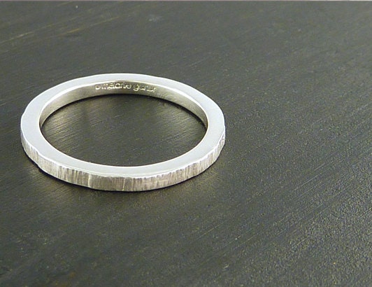 Rustic Silver Ring - 2mm Lumber Jack Style