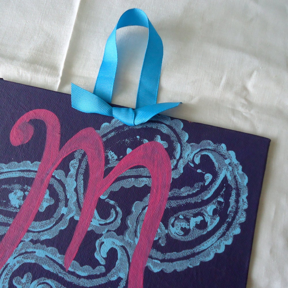 Paisley M Letter Painting - CLEARANCE