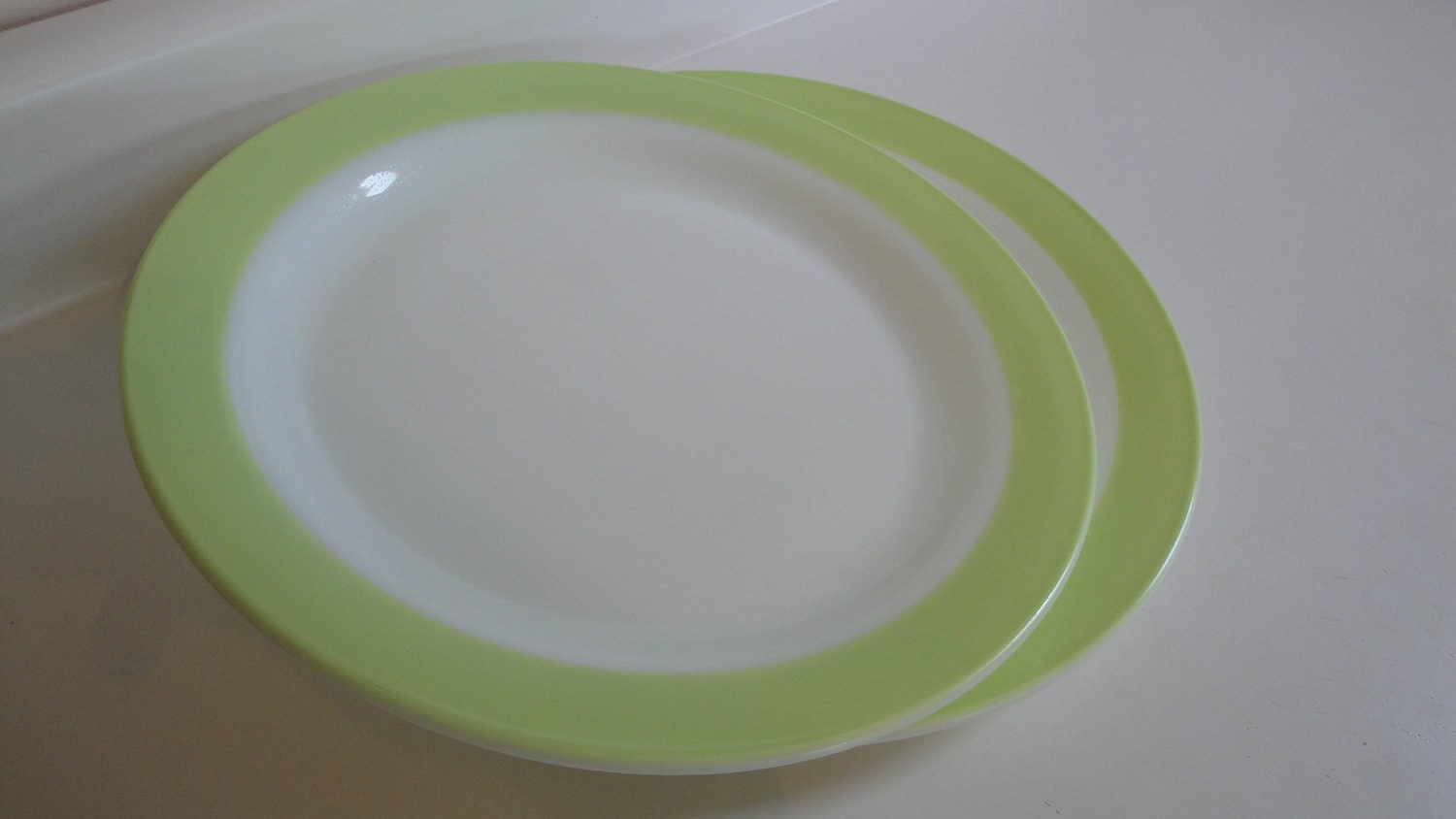 Vintage Pyrex Lime Green Platter Chop Plate Set of 2 12.25"