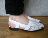 White Woven Leather Sandals - Size 6 1/2