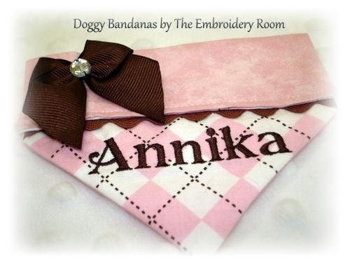 Pink Argyle Dog Bandana-Small Dog Sizes xsm, sm, or medium