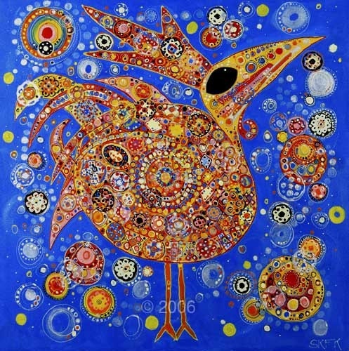Royal Blue Bird -- Print on Stretched Canvas