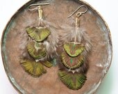 sale - sale - sale - small fluffy peacock feather earrings