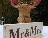 Wooden Mr and Mrs Sweetheart Table Sign, Rehersal Dinner, Reception, Head Table, Anniversary Party, Photographer Photo Prop, Brown Lettering