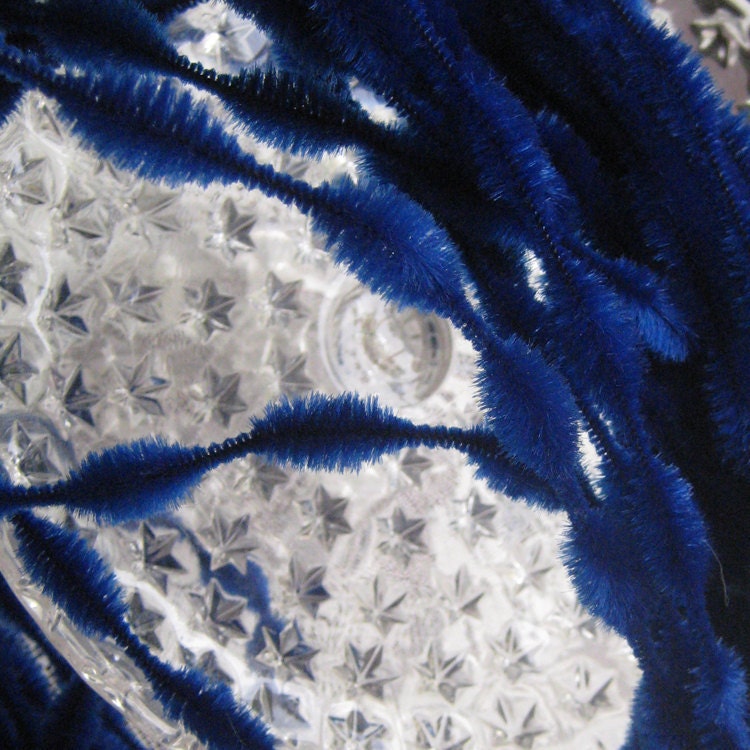 Vintage 3 Yards 1 Inch Chenille Bumps In Blue Ocean Old Store Stock