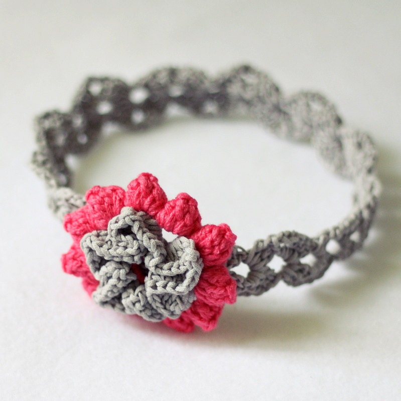 Crochet PATTERN (pdf file) - Cherry Blossom Headband (sizes - baby to adult)