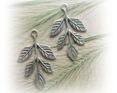 4 Cascading Leaf Silver Ox Brass Stamping (E)