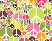 Robert Kaufman Fabric  Iota PEACE -  Summer Peace Signs, Designer Fabric, 1/2 yard, Sale