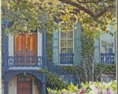 Ironwork and Azaleas- Savannah, GA - Photo Encaustic on Cradled Panel by Melissa Schneider