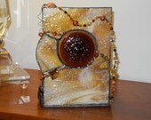 Stained Glass Amber Candle Holder and Suncatcher
