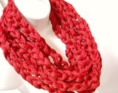 Chunky Crochet Scarf in Bright Red