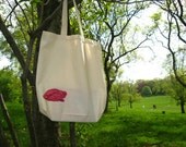 tree frog tote bag blockprint - 100 percent recycled cotton