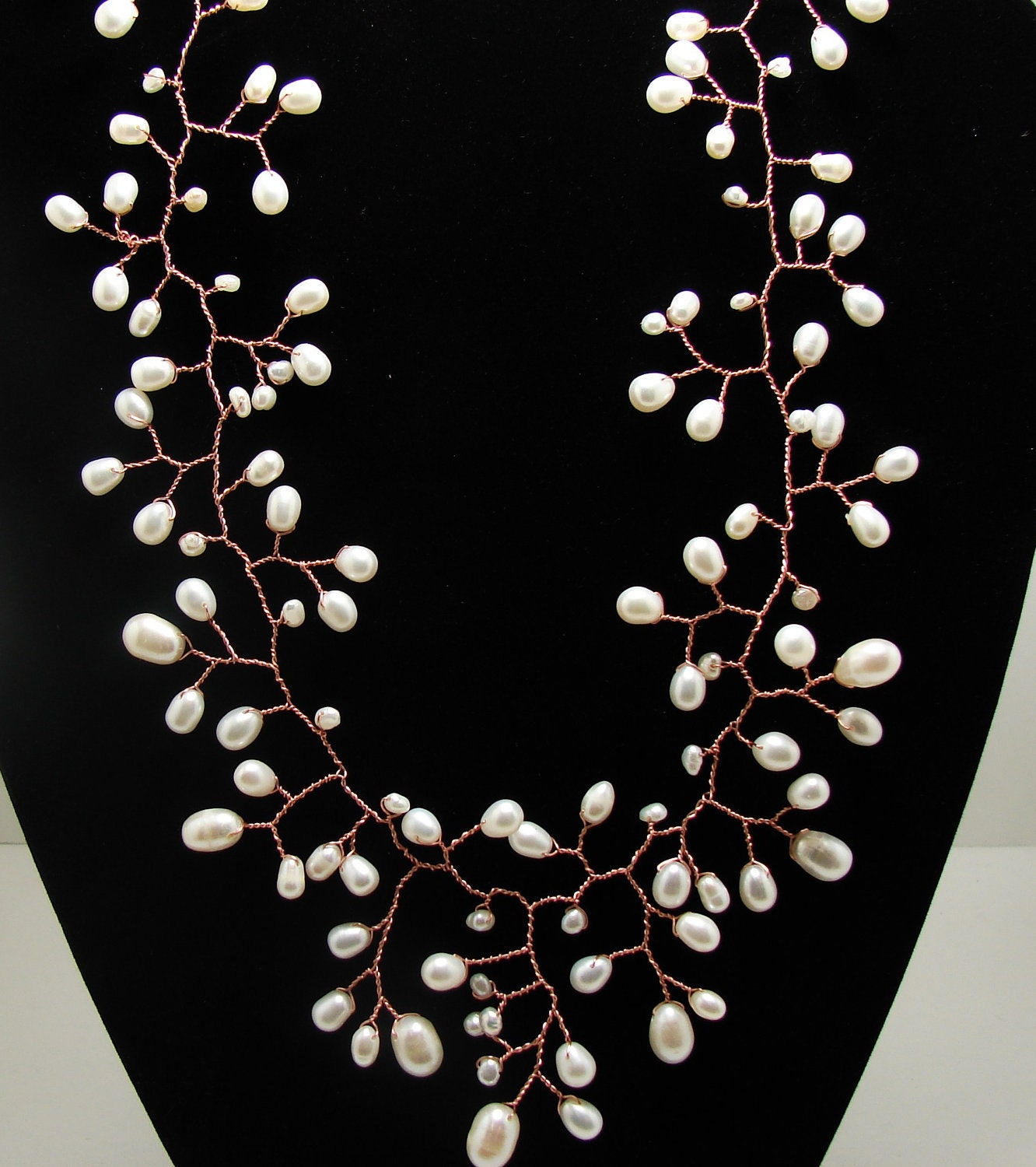 pearl necklace copper wire twisted branches