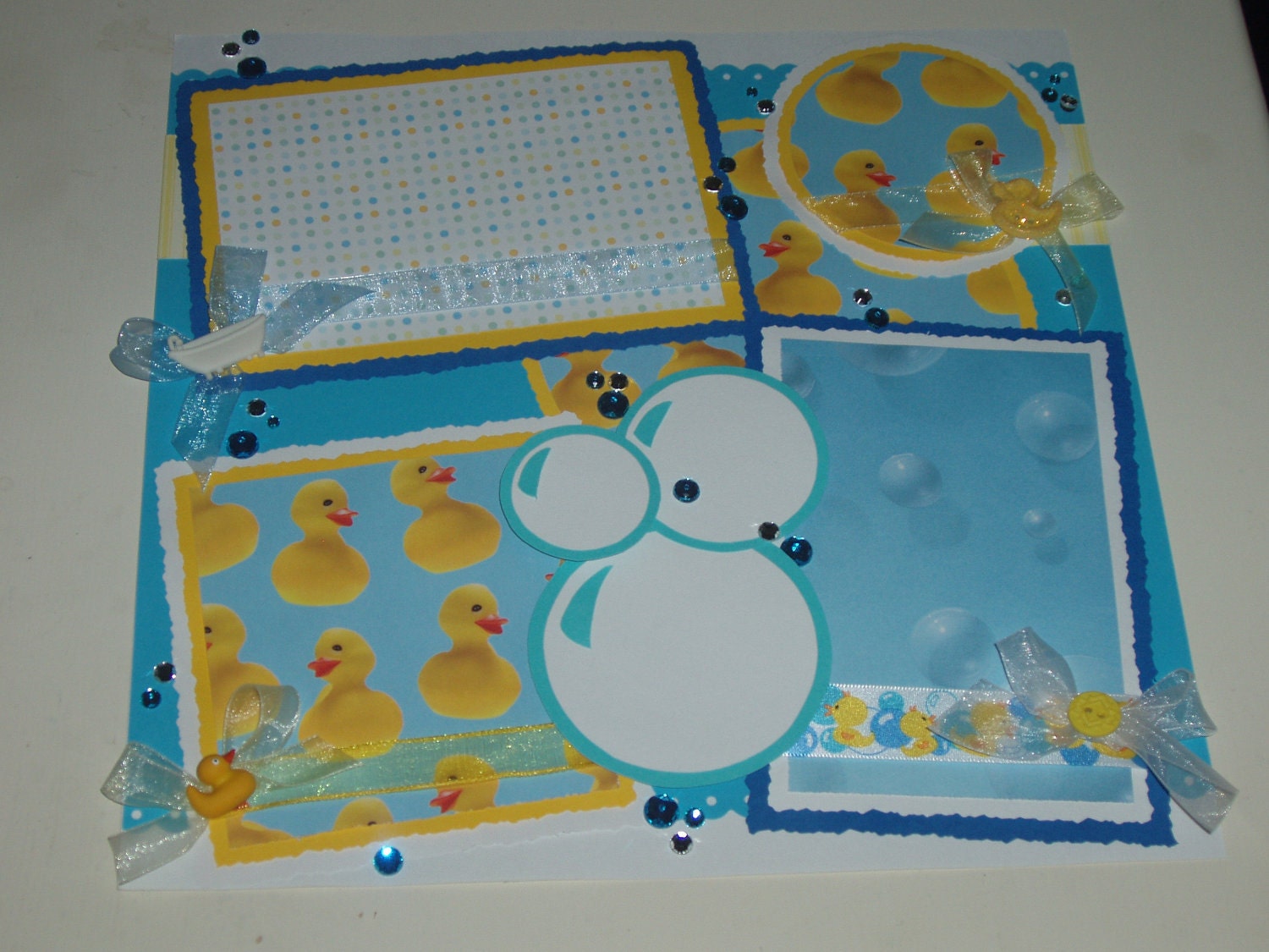 New Baby Bath Time Bubbles Premade Scrapbook Pages by KARI