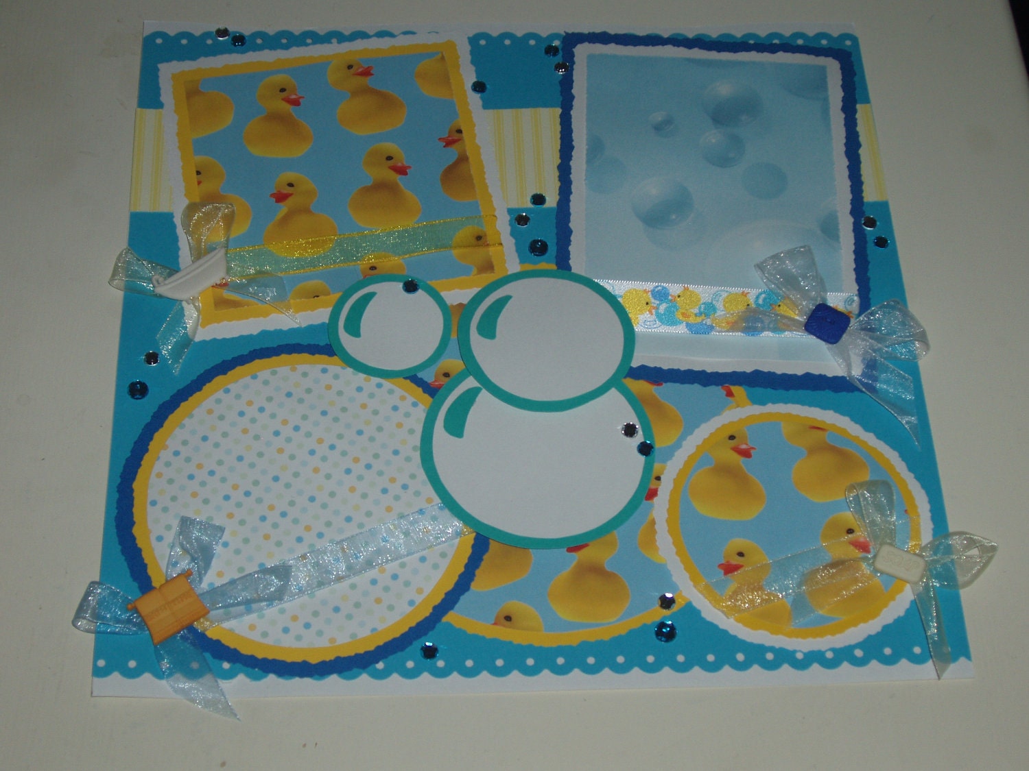 New Baby Bath Time Bubbles Premade Scrapbook Page by KARI
