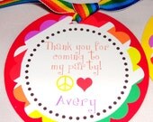 Rainbow Birthday Thank You favor tags, stickers, gift tags, party favor tags Custom Personalized You pick the Colors