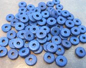 25 Greek Ceramic COBALT BLUE 8mm Round Washer Beads