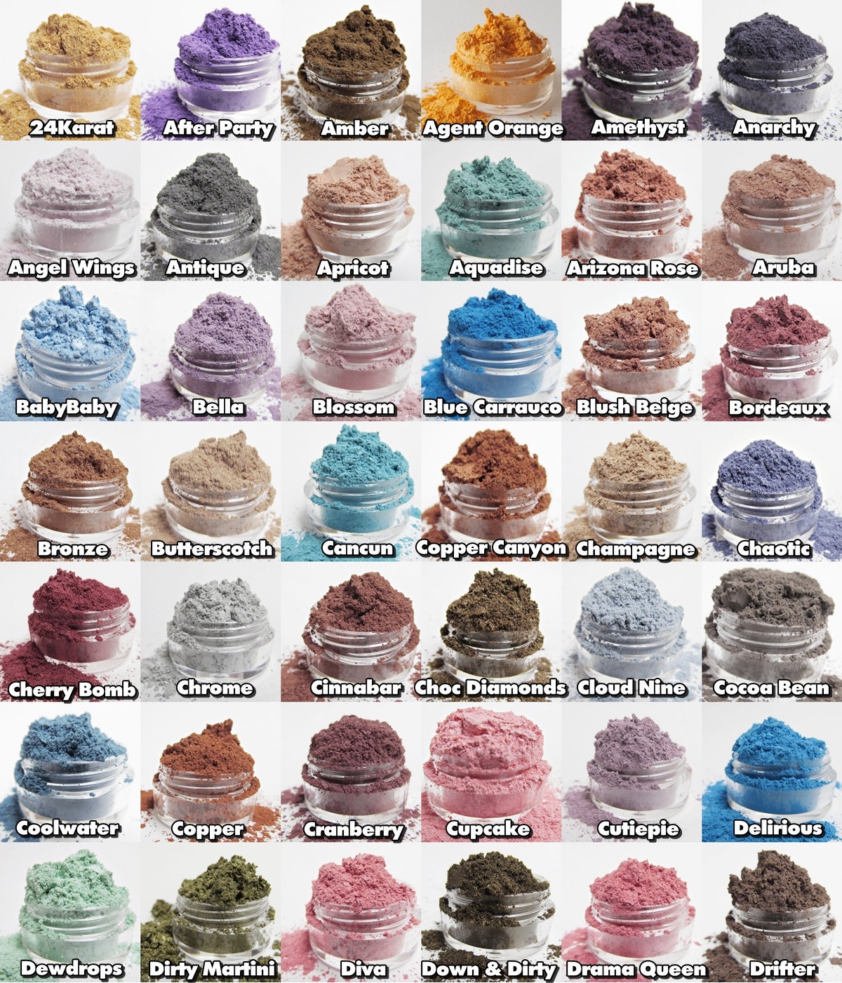Mineral Eye Shadow Samples 10 samples in clamshells