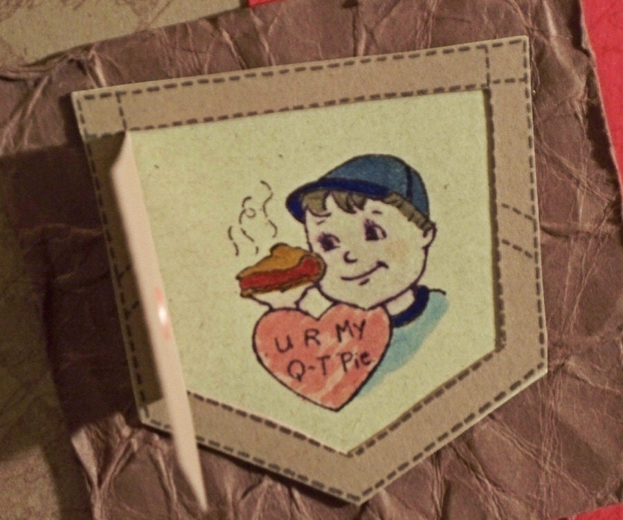 Q-T Pie Valentine Card, Little Boy Behind Pocket