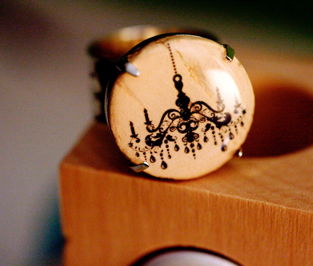 Chandelier Ring - Upcycled Wine Cork in Wood Cube by Uncorked - Sparkle Baby